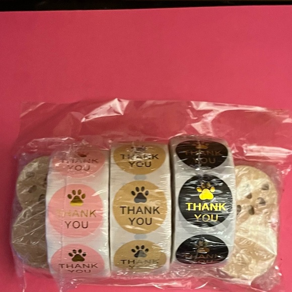 Pet Paw Print “Thank You” Sticker Rolls with a “Paw Print” Business Card Holder - Picture 1 of 4